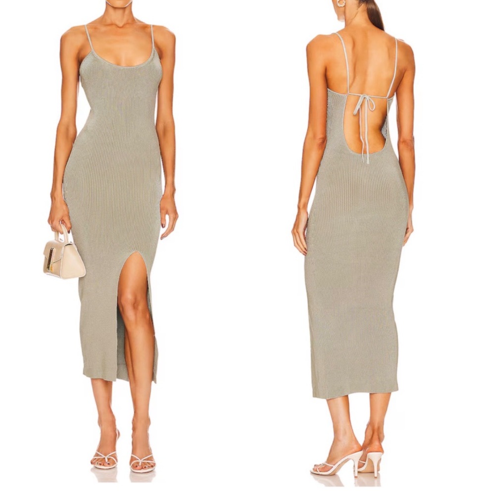 LPA Karter Knit Midi Dress in Sage Size Medium